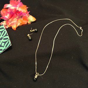 Brighton silver/gold onyx ball jewelry set
